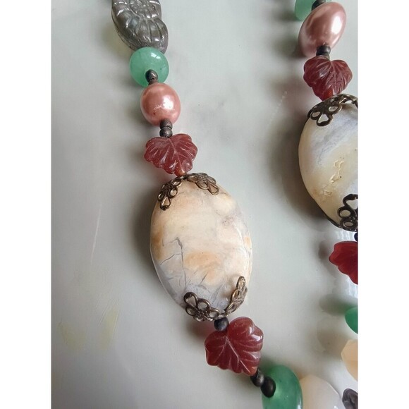 Handmade Agate/Geode Slice Statement Necklace With Other Semi Precious Stones - Picture 4 of 8